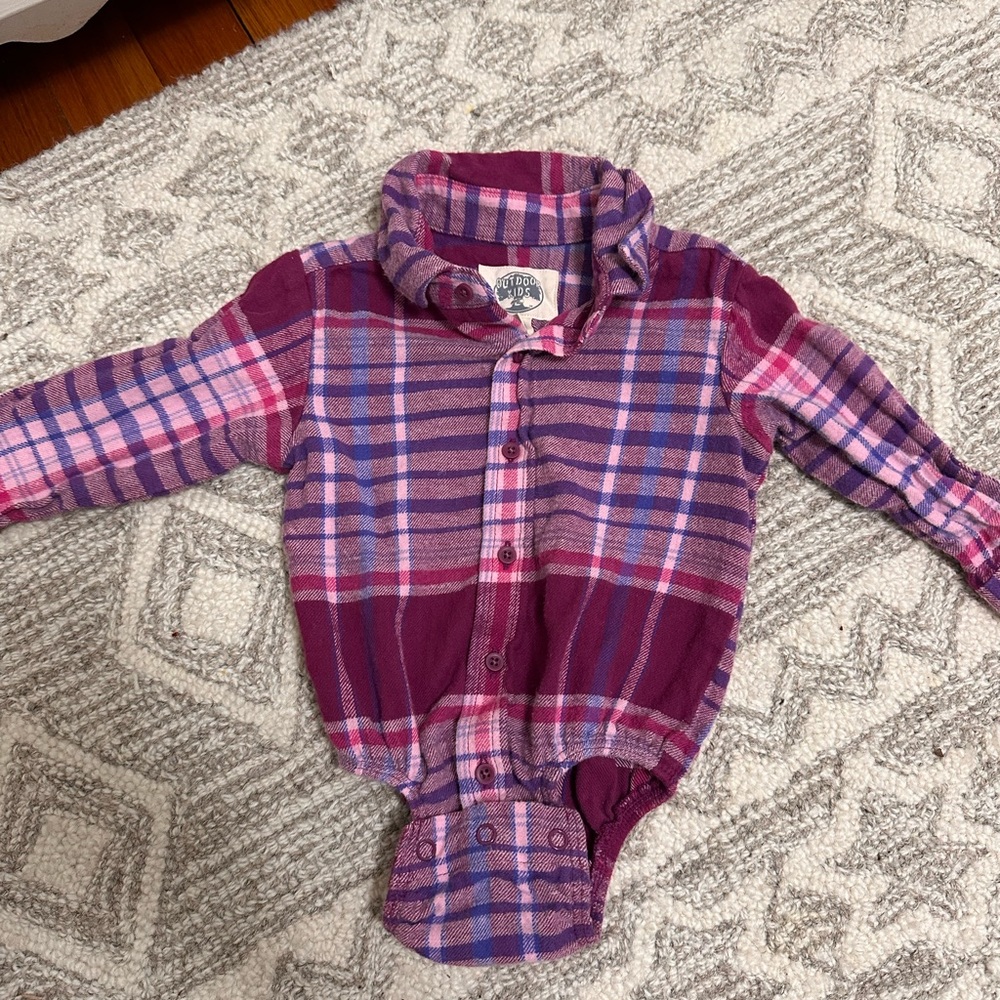 Plaid baby onesie in Pink and Purple